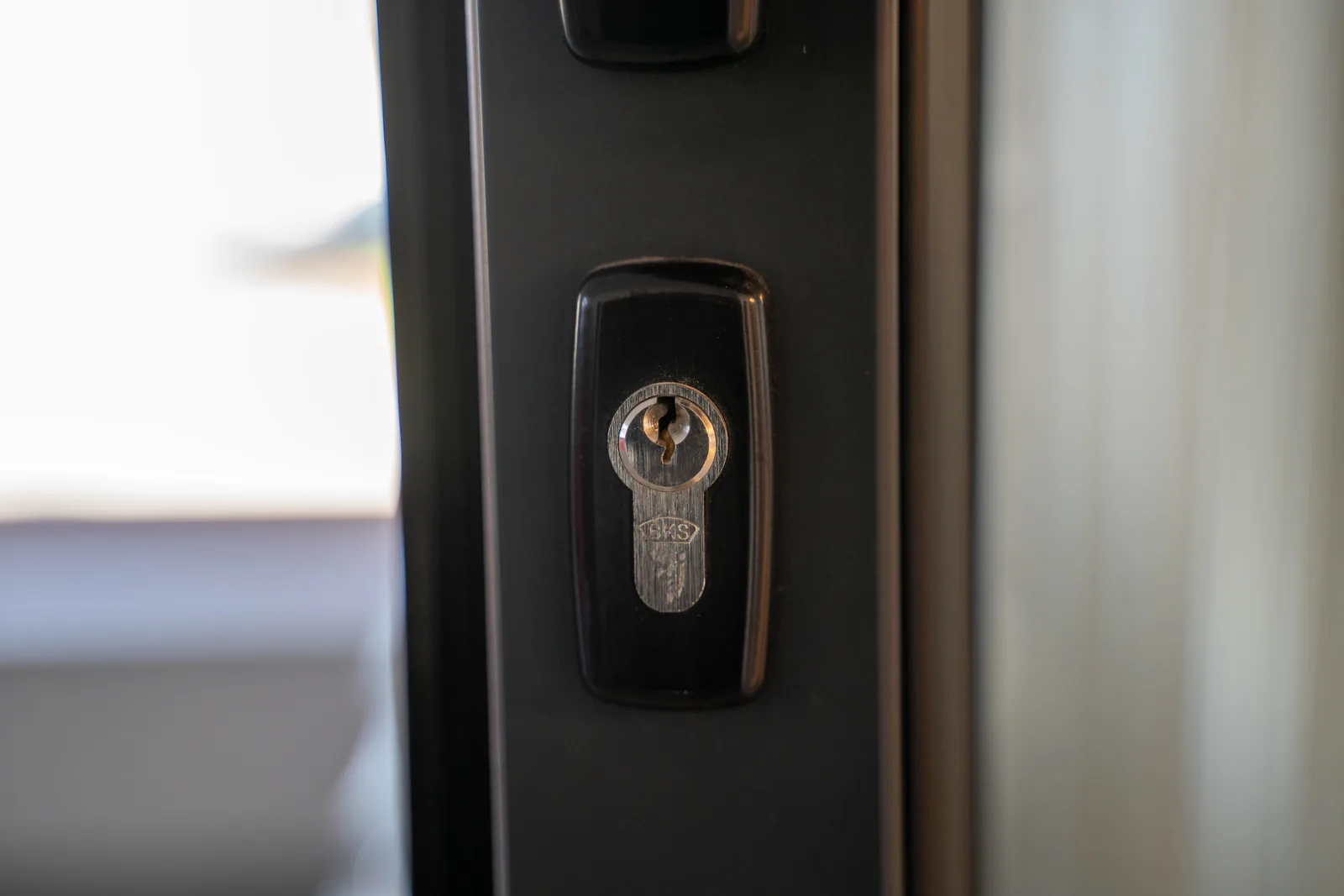 Door lock and hardware installation hardware in close-up detail
